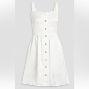 HVN Laura dress white satin with heart embellishment rhinestones size 6